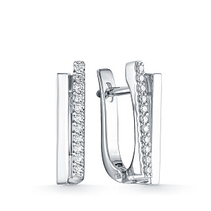 Серьги из белого золота с бриллиантом