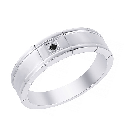 Кольцо обручальное из белого золота с бриллиантом