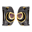 Серьги с английским замком из серебра с корундом