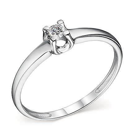 Кольцо из белого золота с бриллиантом