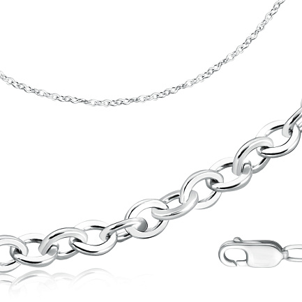 Цепь автомат из серебра, плетение якорное