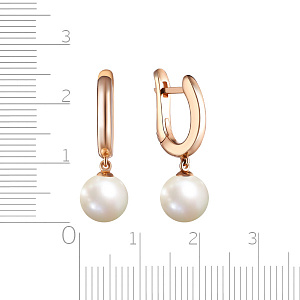 Серьги с английским замком из красного золота с жемчугом