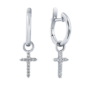 Серьги со съемным элементом из белого золота с бриллиантами