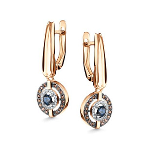 Серьги с английским замком из красного золота с бриллиантом