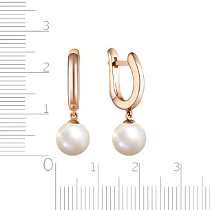 Серьги с английским замком из красного золота с жемчугом