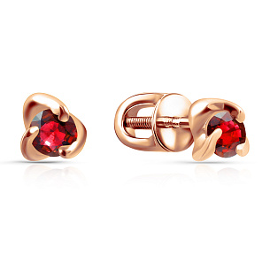 Пусеты из красного золота с рубинами