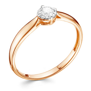 Кольцо из красного золота с бриллиантами