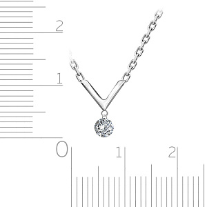 Колье из белого золота с бриллиантом, плетение якорное