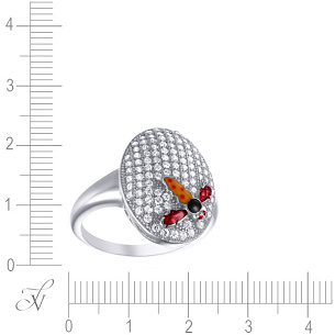 Кольцо из серебра с фианитом, эмалью