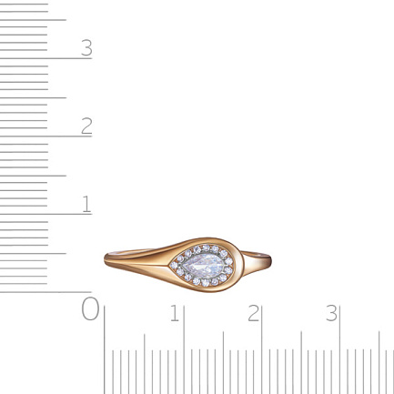 Кольцо из красного золота с фианитом