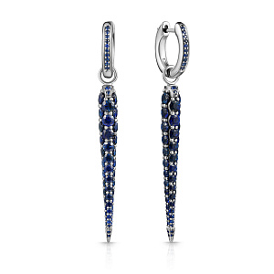 Серьги с английским замком из белого золота с сапфирами