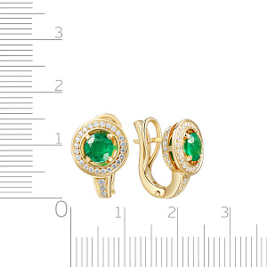 Серьги с английским замком из желтого золота с бриллиантами