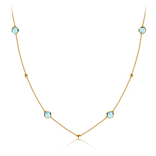 Колье из желтого золота с топазом, плетение якорное