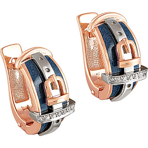 Серьги с английским замком из красного золота с бриллиантом