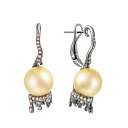 Серьги из золота с бриллиантами, жемчугом