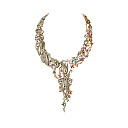 Колье из комбинированного золота с бриллиантами, изумрудами