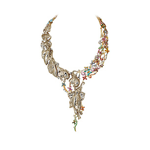 Колье из комбинированного золота с эмалью