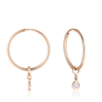 Серьги детские из красного золота с фианитом