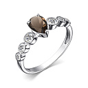 Кольцо из серебра с раухтопазом, фианитами