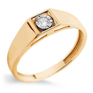 Кольцо из желтого золота с бриллиантом