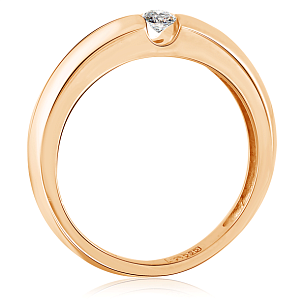 Кольцо из красного золота с бриллиантом