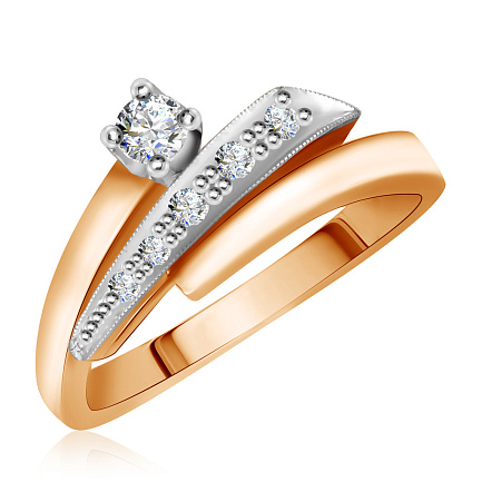 Кольцо из красного золота с бриллиантами