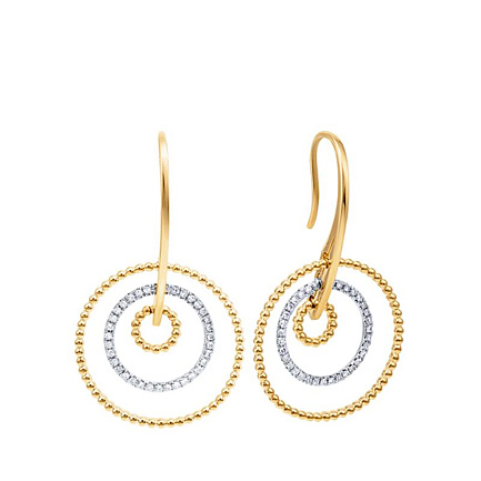 Серьги из комбинированного золота с бриллиантами