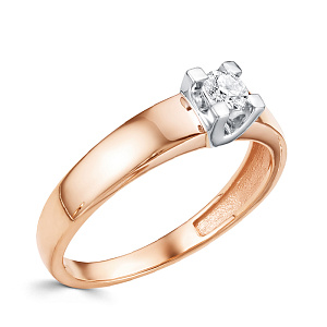 Кольцо из красного золота с бриллиантом