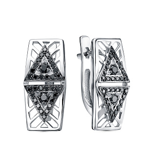 Серьги из белого золота с бриллиантом