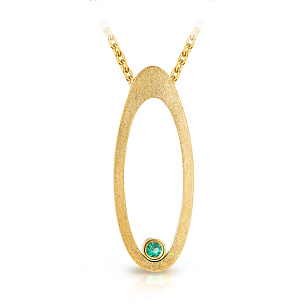 Колье из желтого золота с изумрудом