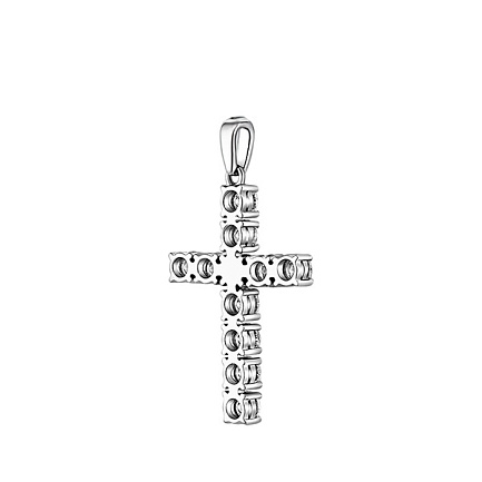 Крест из белого золота с бриллиантами