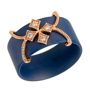 Кольцо из серебра с керамикой и циркониями