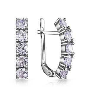 Серьги с английским замком из серебра с фианитом