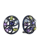 Серьги из золота с аквамаринами, аметистами