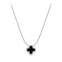 Колье из серебра с ониксом, фианитами