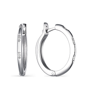 Серебряные серьги конго с бриллиантами