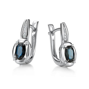 Серьги с английским замком из белого золота с бриллиантами