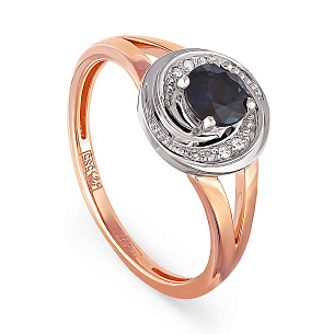 Кольцо из красного золота с бриллиантом