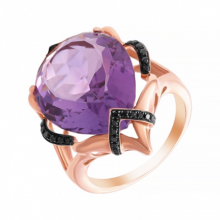 Кольцо из красного золота с аметистом