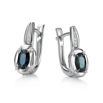 Серьги с английским замком из белого золота с бриллиантами