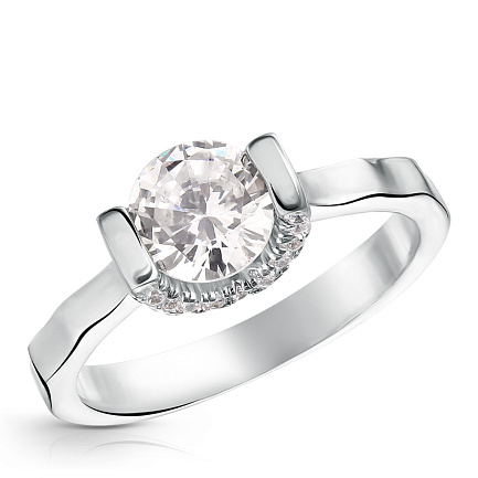 Кольцо из серебра с фианитом