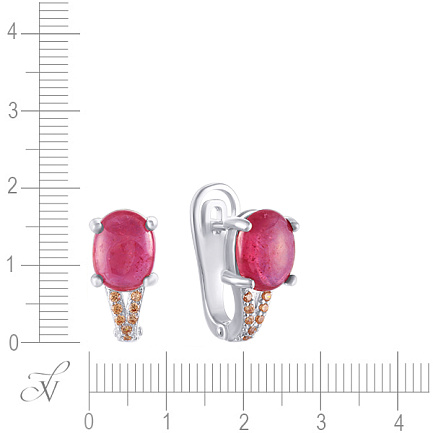 Серьги с английским замком из серебра с корундом