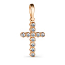 Крест декоративный из красного золота с бриллиантами