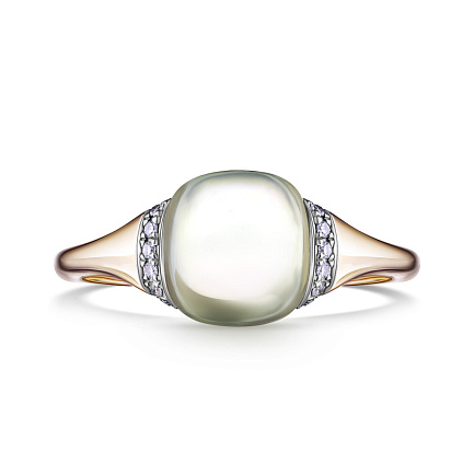 Кольцо из желтого золота с бриллиантами, аметистом