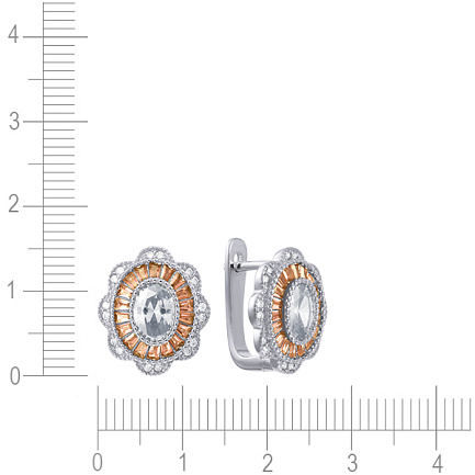 Серьги с английским замком из серебра с фианитом