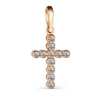Крест декоративный из красного золота с бриллиантами