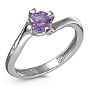 Кольцо из серебра с аметистом, фианитом