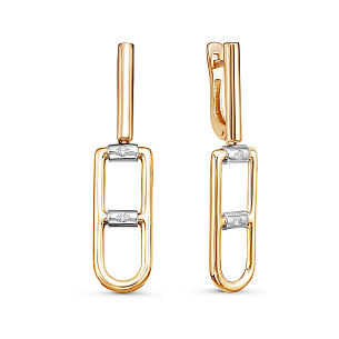 Серьги с английским замком из красного золота с бриллиантом