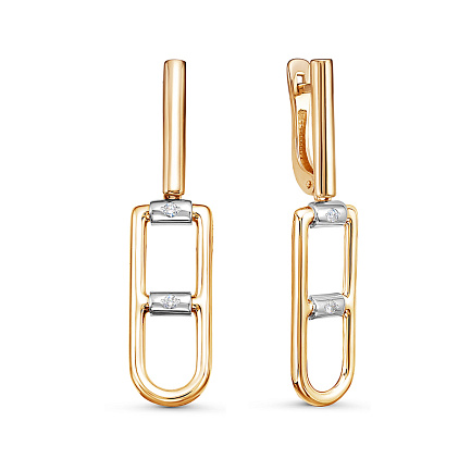 Серьги с английским замком из красного золота с бриллиантами