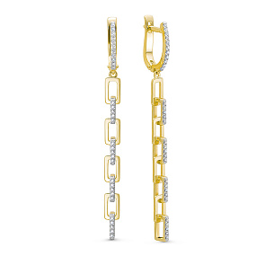 Серьги из желтого золота с бриллиантом